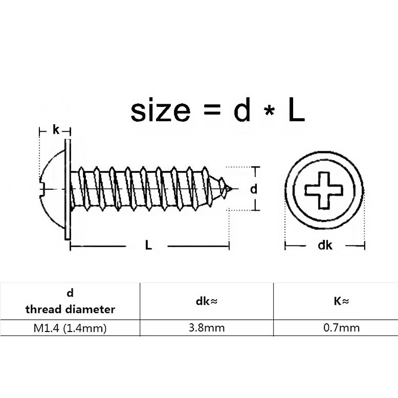 Self-tapping screws M1.4 (10pcs)